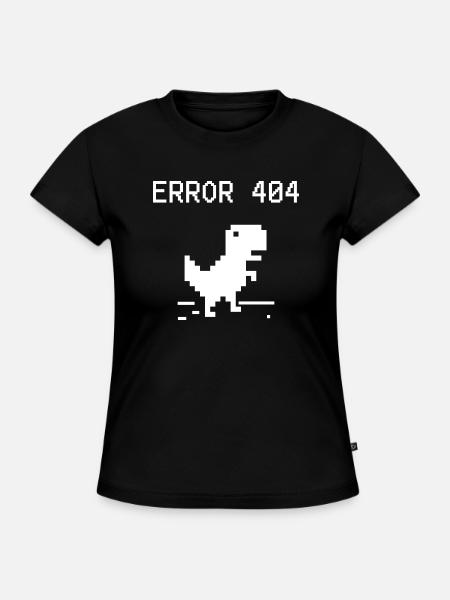 Pixel Dino 404 Fehler T-Stück - SLIM FIT Frauen Organic T-Shirt - Schwarz