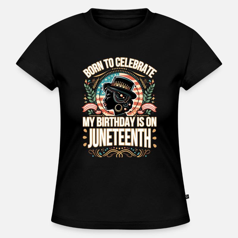 Nato per festeggiare: il mio compleanno è il Juneteenth! - Maglietta ecologica SLIM FIT da donna - nero