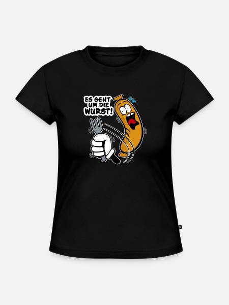Es geht um die Wurst - SLIM FIT Frauen Organic T-Shirt - Schwarz