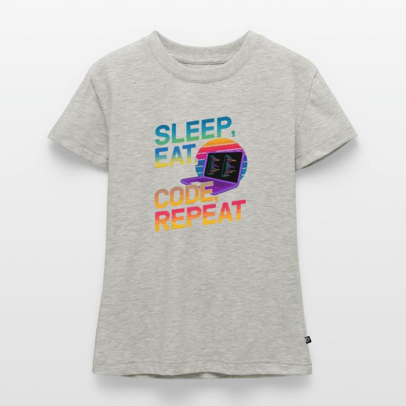 Sleep Eat Code Repeat Gift pour Coder T-shirt bio SLIM FIT Femme