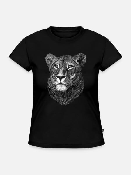 Löwin - SLIM FIT Frauen Organic T-Shirt - Schwarz