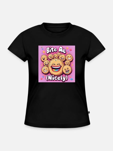 Bite Me Nicely Kekse Lachdesign - SLIM FIT Frauen Organic T-Shirt - Schwarz