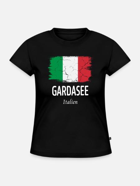 Gardasee - SLIM FIT Frauen Organic T-Shirt - Schwarz