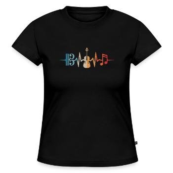 Bratsche Herzschlag Altschlüssel Viola Bratschist - SLIM FIT Frauen Organic T-Shirt - Schwarz - Vorne - Selfina (174cm)