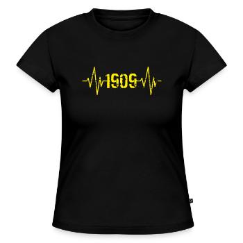 Dortmund Herzschlag - SLIM FIT Frauen Organic T-Shirt - Schwarz - Vorne - Selfina (174cm)