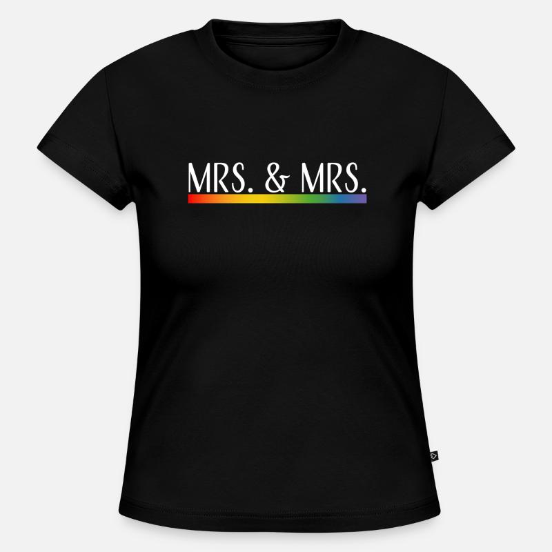 Rainbow stripes Mrs and Mrs white - SLIM FIT Women's Organic T-Shirt - black