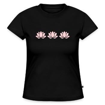 Lotusblume Lotusblüte pastell Blume Blumen pastell - SLIM FIT Frauen Organic T-Shirt - Schwarz - Vorne - Selfina (174cm)