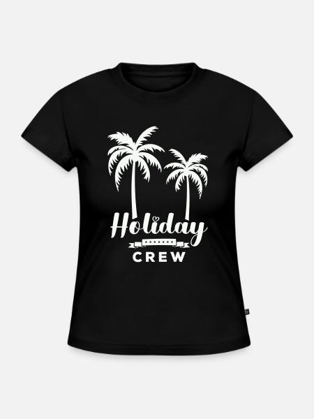 Urlaubscrew Palmendesign - SLIM FIT Frauen Organic T-Shirt - Schwarz