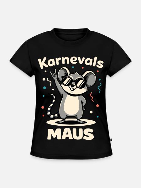 Karneval Rockmusik Karnevalsmaus Niedlich - SLIM FIT Frauen Organic T-Shirt - Schwarz