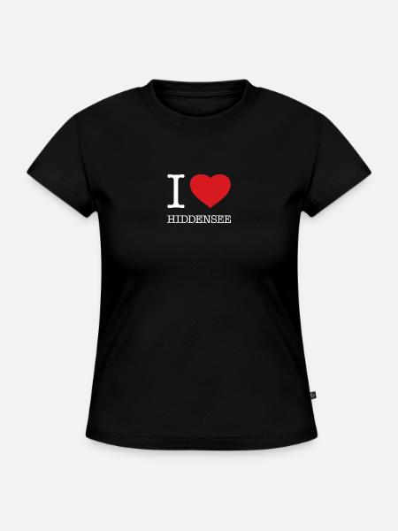 I LOVE HIDDENSEE - SLIM FIT Frauen Organic T-Shirt - Schwarz