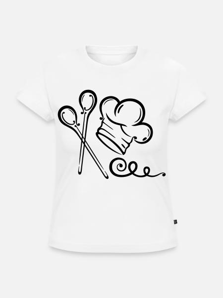 Kochmütze, Koch, Küche, Kochlöffel - SLIM FIT Frauen Organic T-Shirt - Weiß