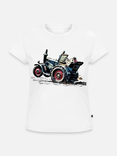 Lanz Traktor Bulldog Power - SLIM FIT Frauen Organic T-Shirt - Weiß