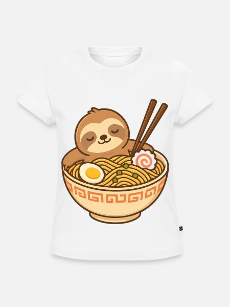 Ramen-Schlummer-Sloth - SLIM FIT Frauen Organic T-Shirt - Weiß
