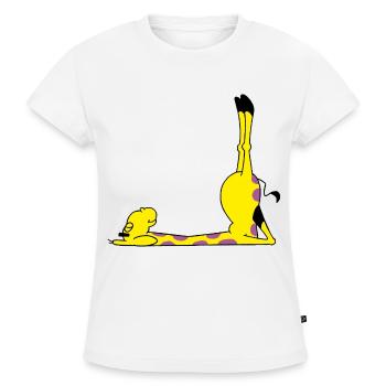 Power Yoga Giraffe - SLIM FIT Frauen Organic T-Shirt - Weiß - Vorne - Selfina (174cm)