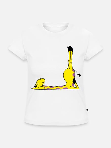 Power Yoga Giraffe - SLIM FIT Frauen Organic T-Shirt - Weiß