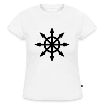 chaos - SLIM FIT Women's Organic T-Shirt - white - Front - Selfina (174cm)