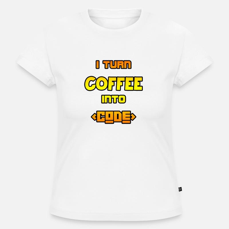 I turn coffee into code - SLIM FIT Women's Organic T-Shirt - white