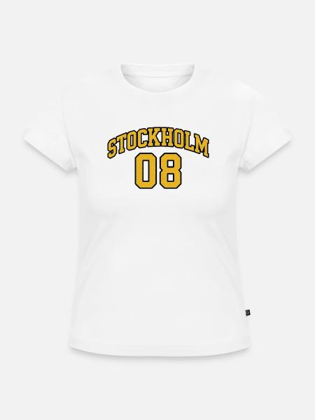Stockholm 08 Gold Retro - SLIM FIT Frauen Organic T-Shirt - Weiß