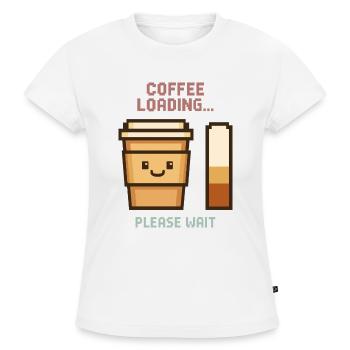Chargement du café Pixel Art - Début matinal avec charme - T-shirt bio SLIM FIT Femme - blanc - Devant - Selfina (174cm)