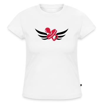 Nourrice / Nounou / Bébé / Enfant - T-shirt bio SLIM FIT Femme - blanc - Devant - Selfina (174cm)