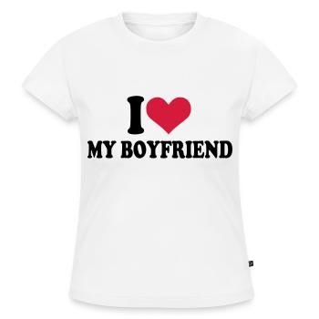 I love my boyfriend - SLIM FIT Frauen Organic T-Shirt - Weiß - Vorne - Selfina (174cm)