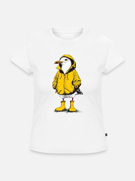 Schiet Wetter Möwe - SLIM FIT Frauen Organic T-Shirt - Weiß