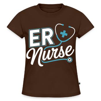 ER Pflegeheld Stethoskop - SLIM FIT Frauen Organic T-Shirt - Dunkelbraun - Vorne - AI Model Female 172 light (172cm)