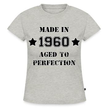 1960- Aged to perfection - SLIM FIT Frauen Organic T-Shirt - Grau meliert - Vorne - Selfina (174cm)