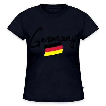 germany - T-shirt bio SLIM FIT Femme - bleu marine - Devant - Selfina (174cm)