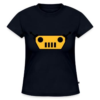 Cool Robot Face Design - SLIM FIT Frauen Organic T-Shirt - Navy - Vorne - Selfina (174cm)