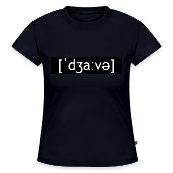 JAVA CODING LAUTSCHRIFT - SLIM FIT Frauen Organic T-Shirt - Navy - Vorne - Selfina (174cm)