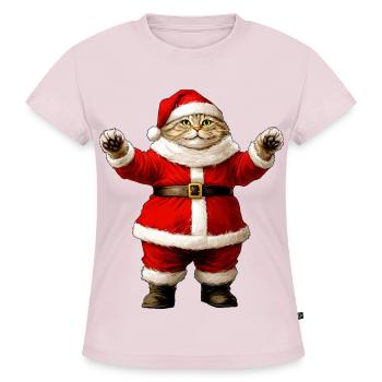 Chats Noël - T-shirt bio SLIM FIT Femme - rose poudré - Devant - Selfina (174cm)