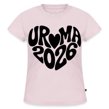 Uroma 2026 Herz Form - SLIM FIT Frauen Organic T-Shirt - Puderrosa - Vorne - Selfina (174cm)