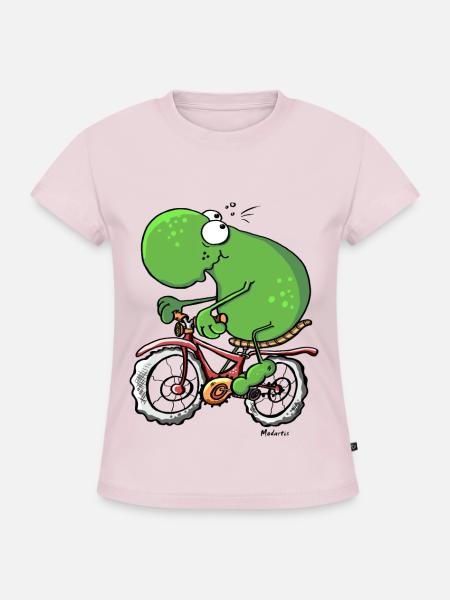 Radtour Frosch - SLIM FIT Frauen Organic T-Shirt - Puderrosa