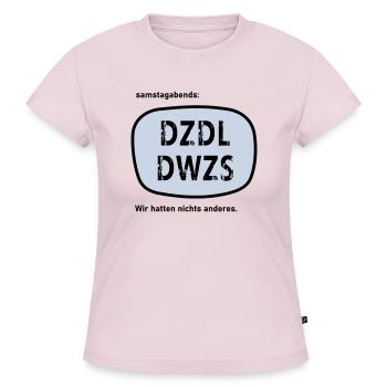 Fernsehunterhaltung meiner Jugend - SLIM FIT Frauen Organic T-Shirt - Puderrosa - Vorne - Selfina (174cm)