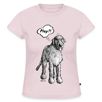 Irischer Wolfshund will spielen - SLIM FIT Frauen Organic T-Shirt - Puderrosa - Vorne - Selfina (174cm)