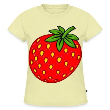 Erdbeere - SLIM FIT Frauen Organic T-Shirt - Buttergelb - Vorne - AI Model Female 172 light (172cm)