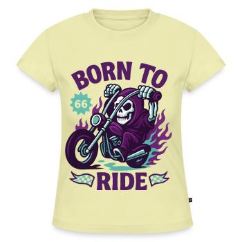 Lustiges Skelett Biker Fan Design & Vintage Skull - SLIM FIT Frauen Organic T-Shirt - Buttergelb - Vorne - AI Model Female 172 light (172cm)