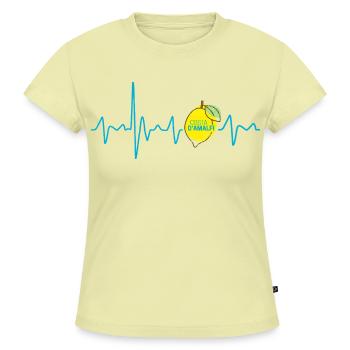 Costa d'Amalfi in Italien Heartbeat Amalfiküste - SLIM FIT Frauen Organic T-Shirt - Buttergelb - Vorne - AI Model Female 172 light (172cm)