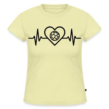 Herz Handball – Leidenschaft Teamsport - SLIM FIT Frauen Organic T-Shirt - Buttergelb - Vorne - AI Model Female 172 light (172cm)