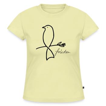 Frieden - SLIM FIT Frauen Organic T-Shirt - Buttergelb - Vorne - AI Model Female 172 light (172cm)