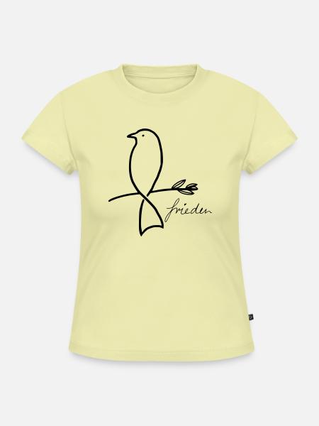 Frieden - SLIM FIT Frauen Organic T-Shirt - Buttergelb