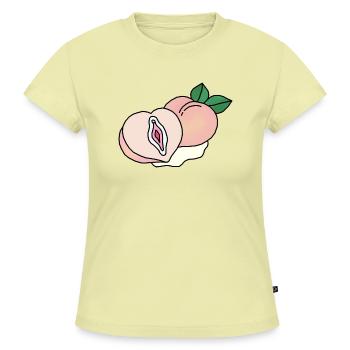 Vulva Peach Vagina Logo Design Clip Art - SLIM FIT Frauen Organic T-Shirt - Buttergelb - Vorne - AI Model Female 172 light (172cm)
