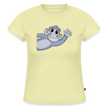 Affe Gruß Begrüßung - SLIM FIT Frauen Organic T-Shirt - Buttergelb - Vorne - AI Model Female 172 light (172cm)