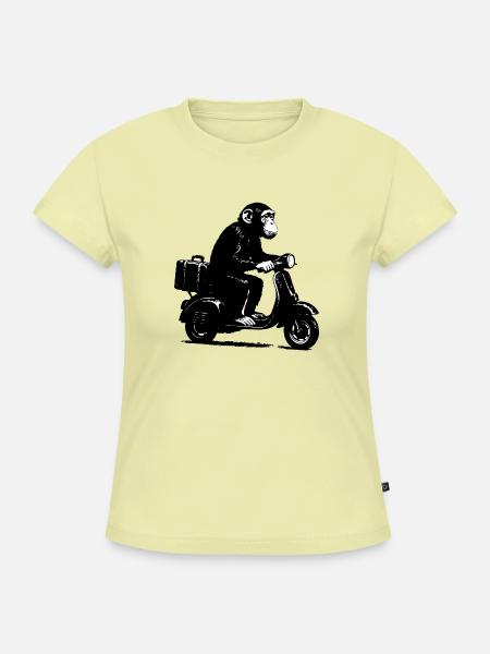 Retro Affe auf Moped | Roller-Affe - SLIM FIT Frauen Organic T-Shirt - Buttergelb