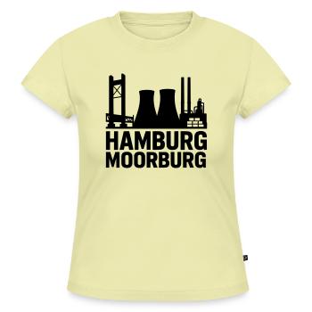 Moorburg Hamburg - SLIM FIT Frauen Organic T-Shirt - Buttergelb - Vorne - AI Model Female 172 light (172cm)