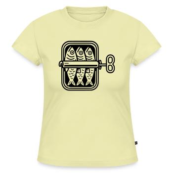 sardinen dose - SLIM FIT Frauen Organic T-Shirt - Buttergelb - Vorne - AI Model Female 172 light (172cm)