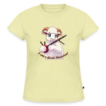 Schaf Musiker Dudelsack Karikatur - SLIM FIT Frauen Organic T-Shirt - Buttergelb - Vorne - AI Model Female 172 light (172cm)