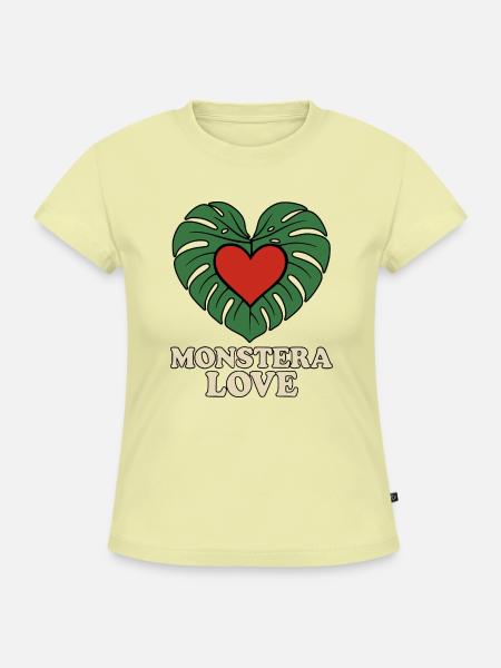Monstera Love - SLIM FIT Frauen Organic T-Shirt - Buttergelb
