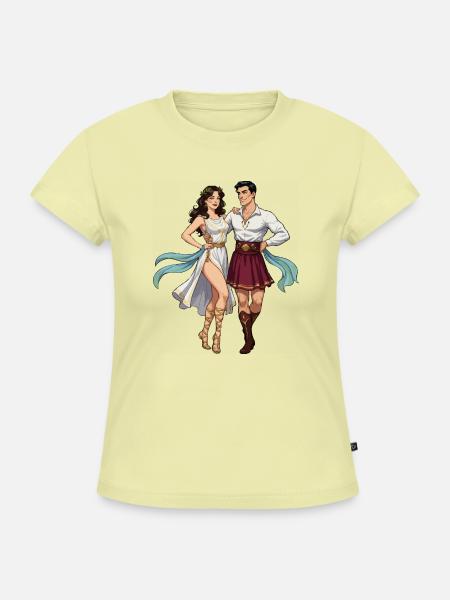 Griechisches Hasapiko-Tänzerpaar - SLIM FIT Frauen Organic T-Shirt - Buttergelb